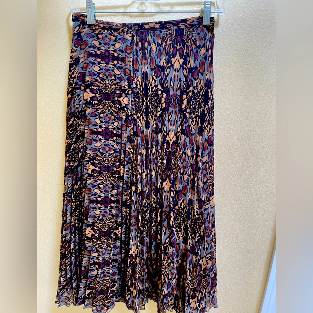 Garnet Hill chiffon pleated midi skirt.